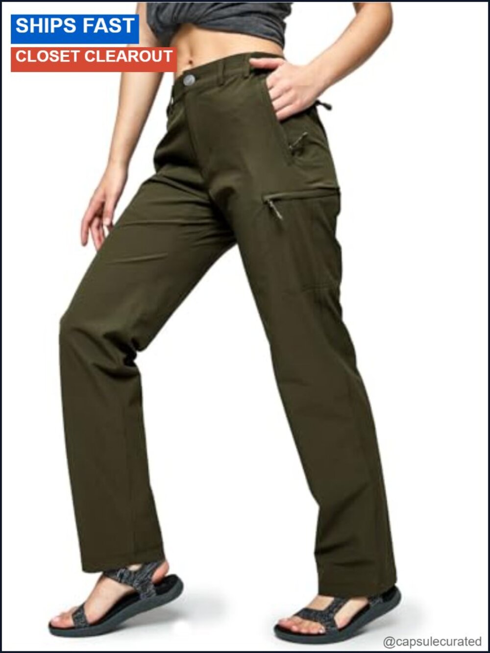 Women's Quick Dry Hiking Pants 6 Pockets Lightweight Ripstop Nylon Stretch